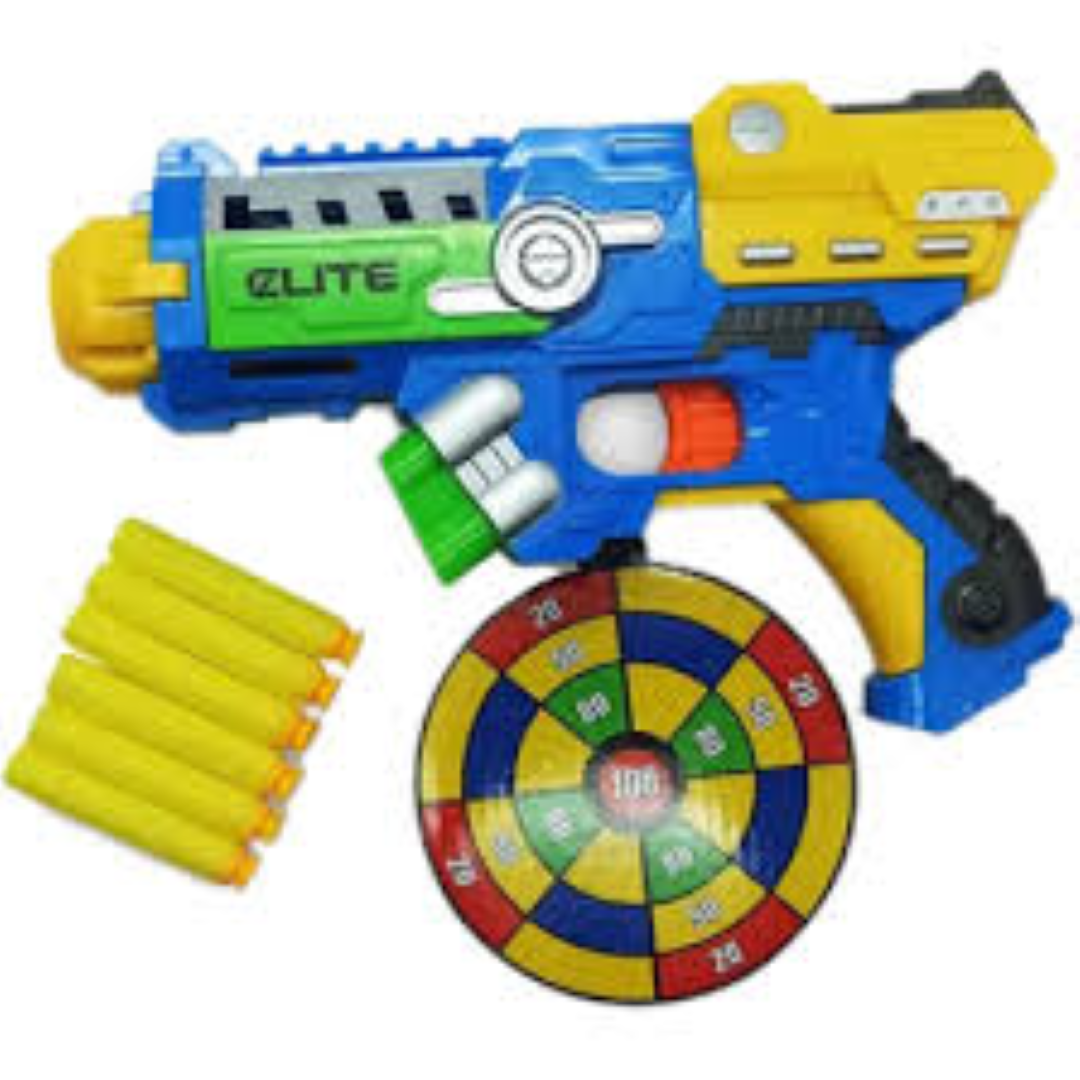 SOFT BULLET BLASTER BLUE & YELLOW GUN 700652